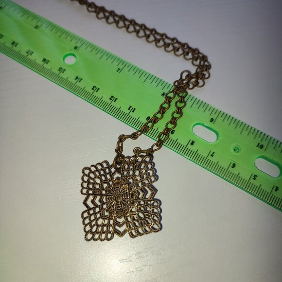 Purple Core Academia Pendant on Chain Antiquated Gold Boho Vintage Violet Charm - Picture 11 of 11